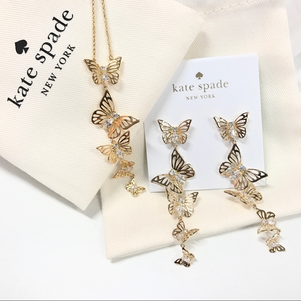 Kate Spade gold tone butterfly necklace only - Picture 3 of 4